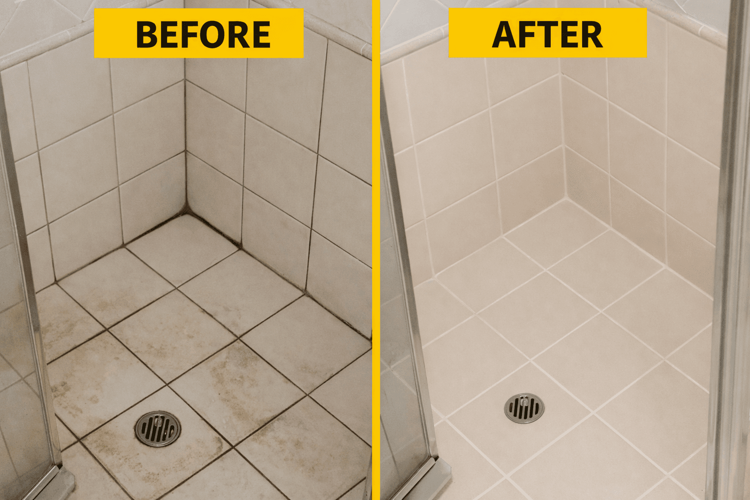 Grout cleaning and refreshed tile joints